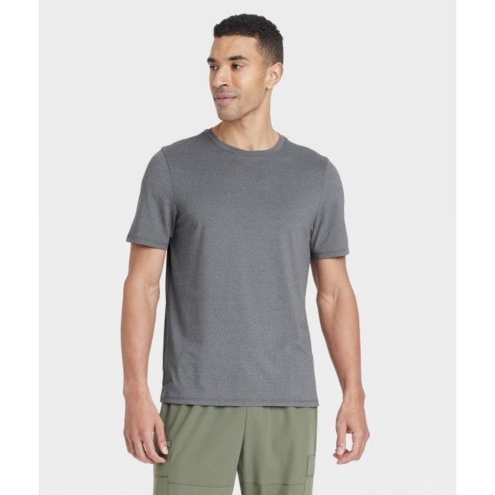 All In Motion Shirt Men Large Gray Performance Tee Moisture Wicking Gym Running - Picture 3 of 3